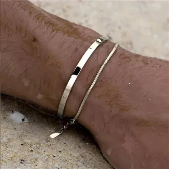 925 Sterling Silver Cuff Snake Box Cuban Link Chain Bangle Bracelet - Picture 5 of 8